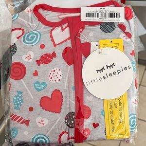 Little Sleepies Candy Heart Gray and Red Pajama Set